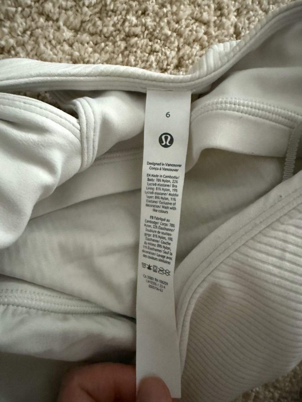 lululemon athletica Asymmetric Ribbed One-Shoulder Crop Top in Bone - Picture 3 of 6